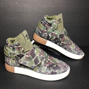 Adidas tubular invader hi top sneakers